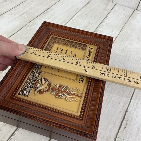 Confirmation Gift - Music Keepsake Trinket Jewelry Box Brown Faux Wood - Picture 7 of 8